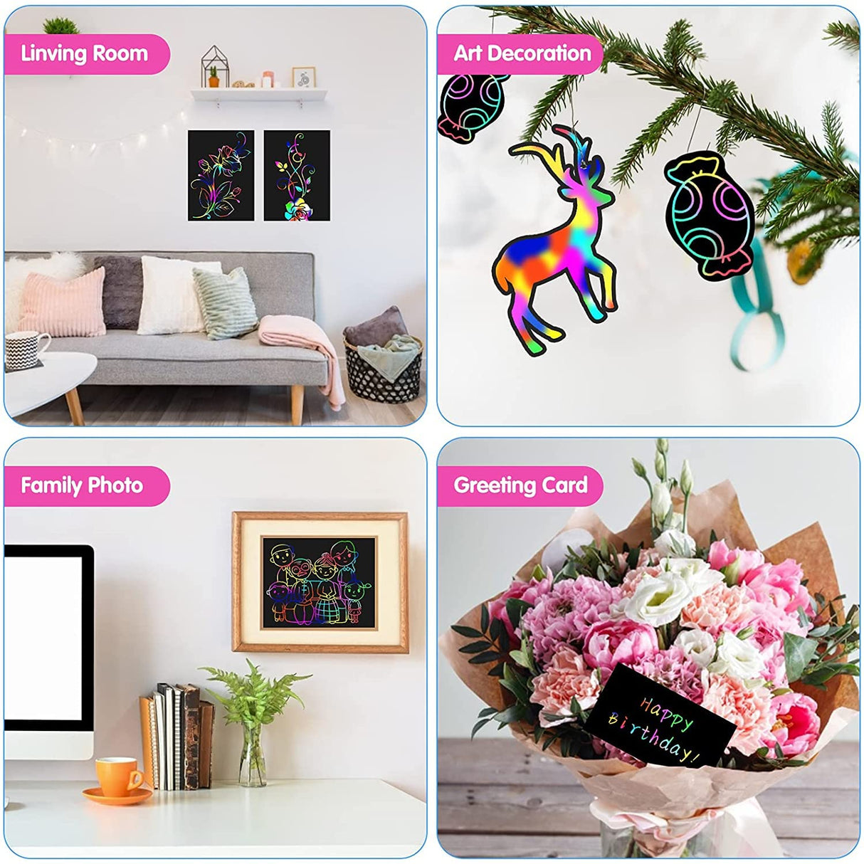 Smasiagon Scratch Paper Art Set for Kids: 2 Pack Scratch Off Arts Crafts Graduation Gifts for Kids Ages 3-12 Girls Boys Students Teens School Classroom Prizes Birthday Party Favor Games DIY Activity Smasiagon