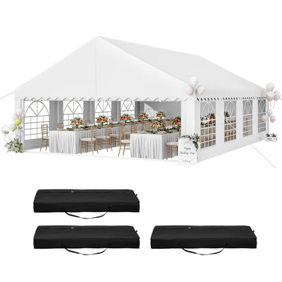 YITAHOME 20x30FT Party PVC White Tent Heavy Duty Wedding Event Shelters Upgraded Galvanized Ripple Canopy with Large Roof Removable Sidewalls & 3 Storage Bags 600D Oxford Commercial