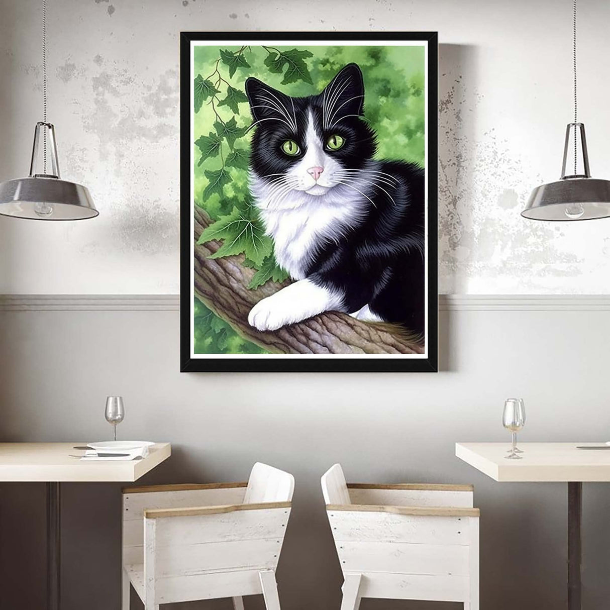 VAIIEYO 5D Diamond Art Kits for Adults Cat, Diamond Painting Animal, Paint by Numbers Full Drill Round Rhinestone Craft Canvas for Home Wall Decor Gift 12x16 inch VAIIEYO