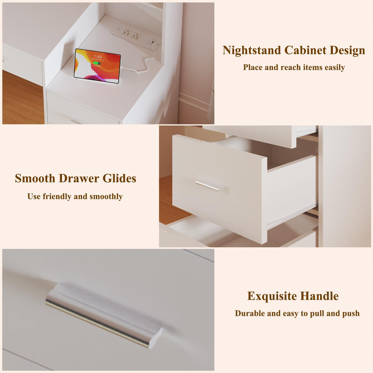 HUAHUU Large Vanity Desk with Mirror & Lights, White Makeup Vanity with 8 Drawers & 6 Storage Shelves, Vanity Set with LED Lights and Power Outlet, 3 Lighting Modes, Adjustable Brightness HUAHUU