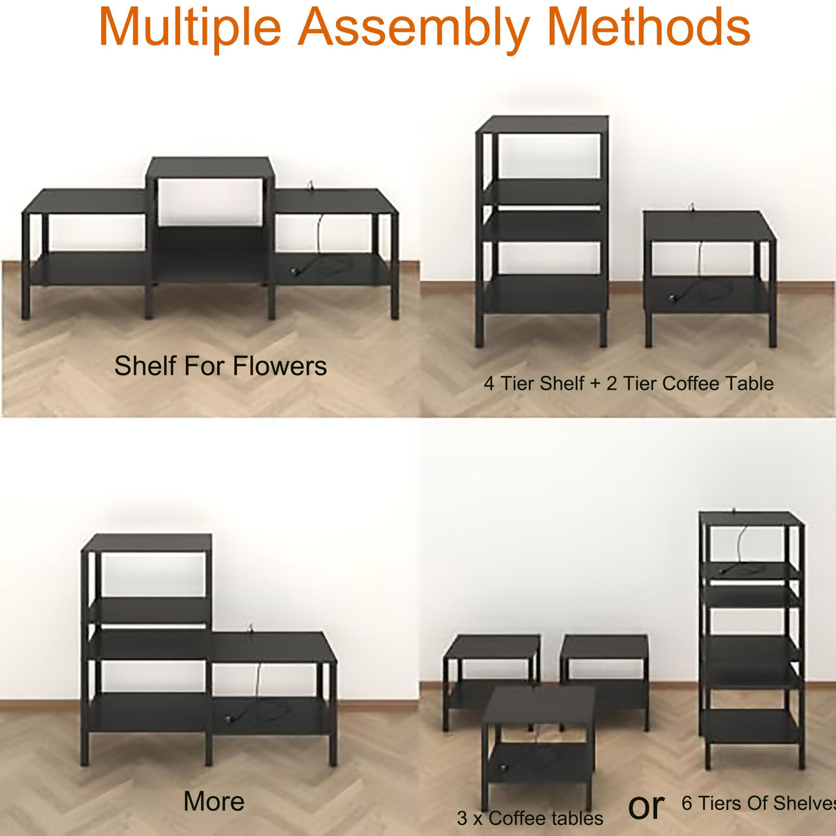 HHETOGOL Black LED TV Stand for Living Room 75 Inch Wood TV Media Console for 45/55/65/75 inch TVs,Industrial TV Stand,TV Stand Media Entertainment Center with Power Outlet ,Rustic Brown CALTV06BKE HHETOGOL