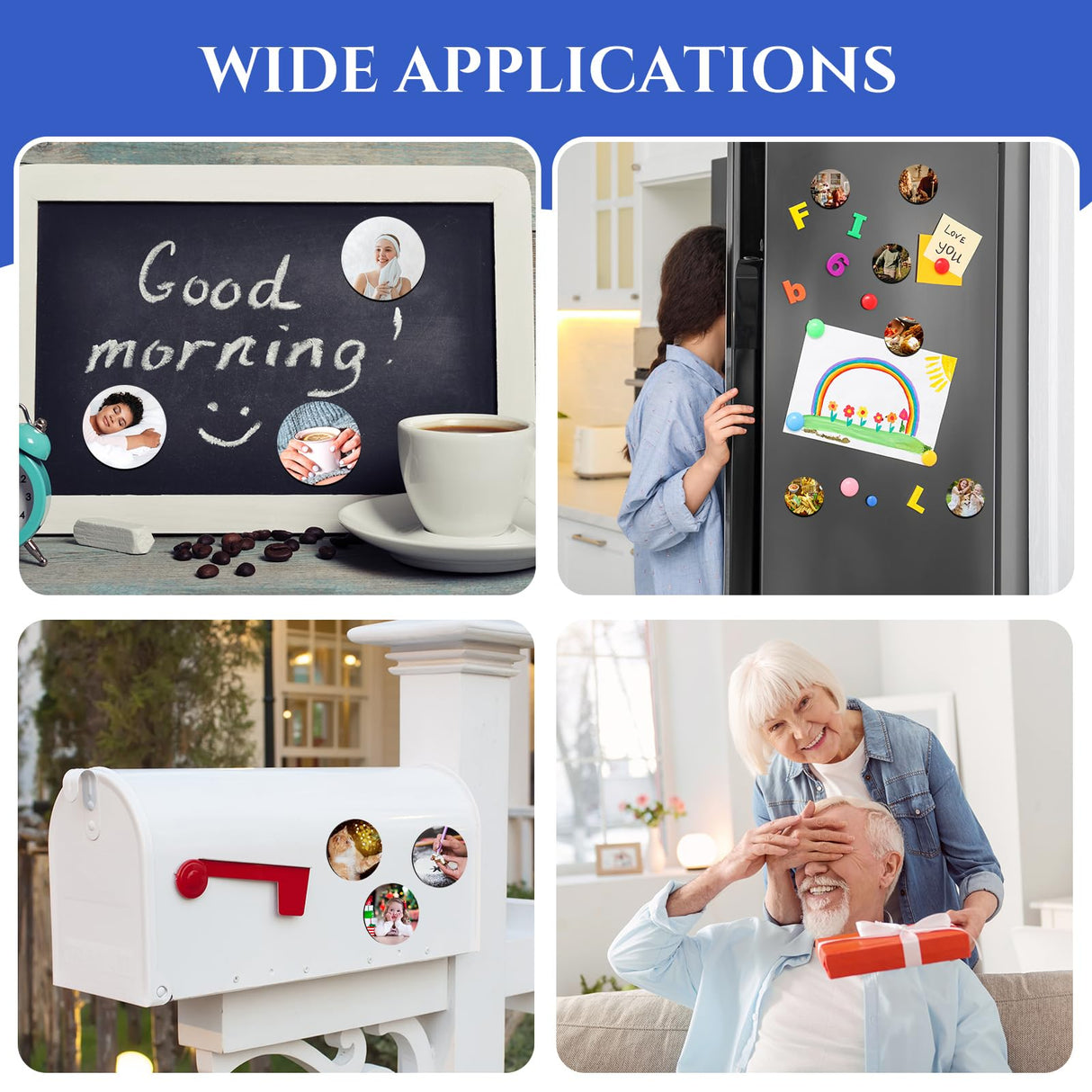 Saysurey Sublimation Magnet Blanks Set 48 Pcs Personalized Sublimation Blank Refrigerator Magnet with 48 Pcs Round Blanks Sublimation Fridge Magnets for Home Kitchen Office Decoration, 1.97'' x 1.97'' Saysurey