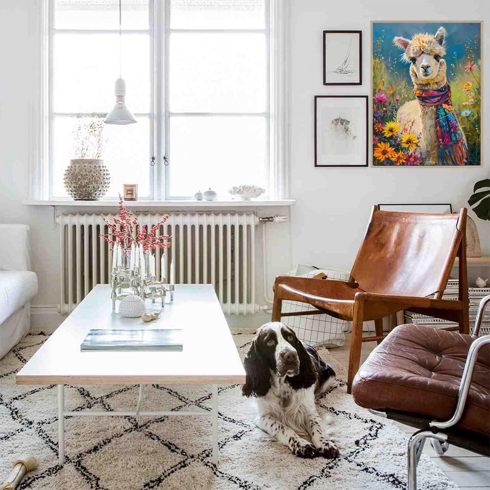 Apcufir Alpaca Diamond Painting Kits for Adults,Cute Animals Diamond Art Kits for Beginner Round Full Drills,Paint with Diamonds Gem Art Diamond Dots for Home Wall Decor 12X16 Inch Apcufir