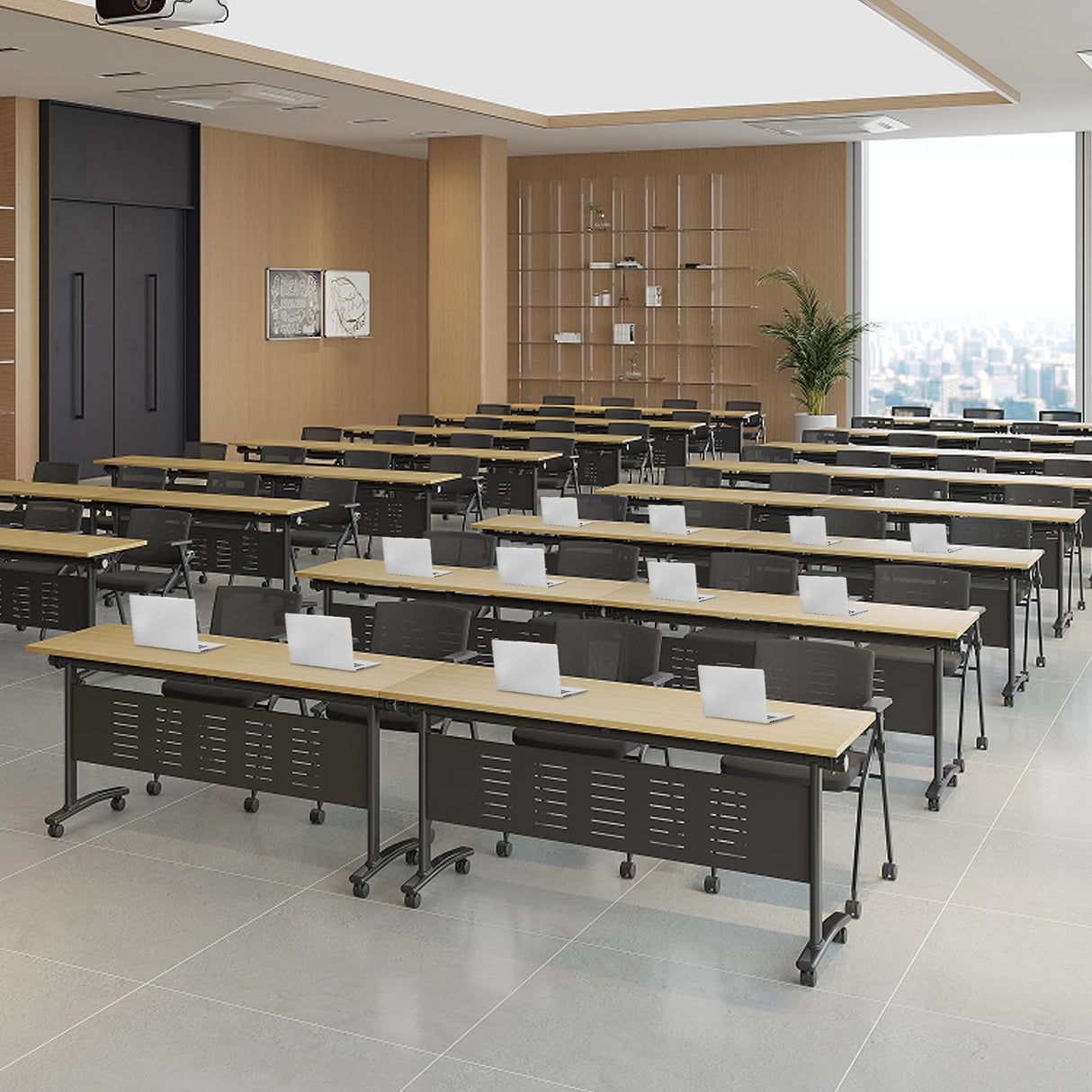 6 Pack Modern Office Folding Conference Table,The Conference Room Table with Caster Wheels,Flip Top Mobile Training Table Foldable Meeting Table for Office,Meeting Room,Classr ZanyCajole