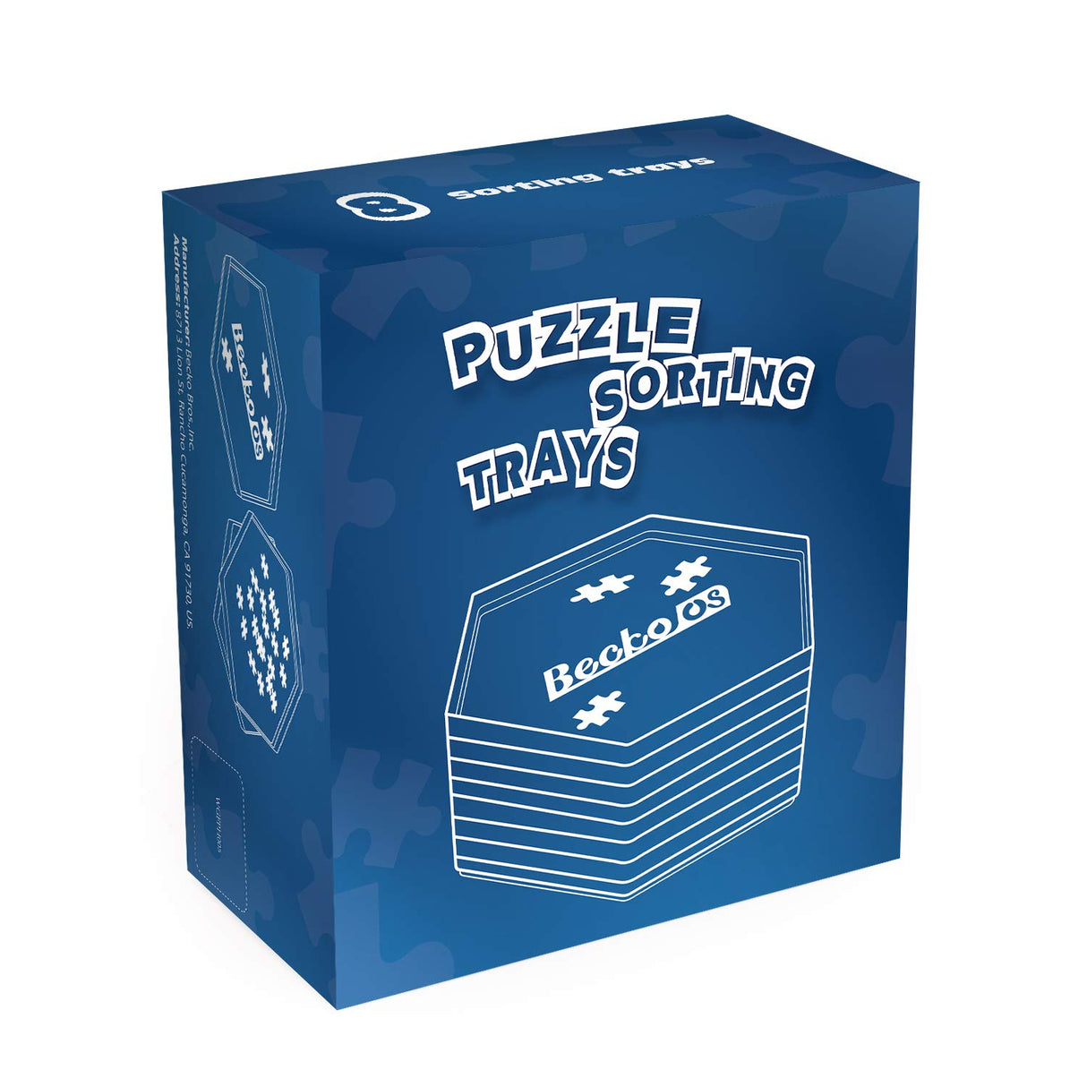 Becko US Stackable Puzzle Sorting Trays Jigsaw Puzzle Sorters with Lid Puzzle Accessory for Puzzles Up to 1500 Pieces, 8 Hexagonal Trays (White) Becko US