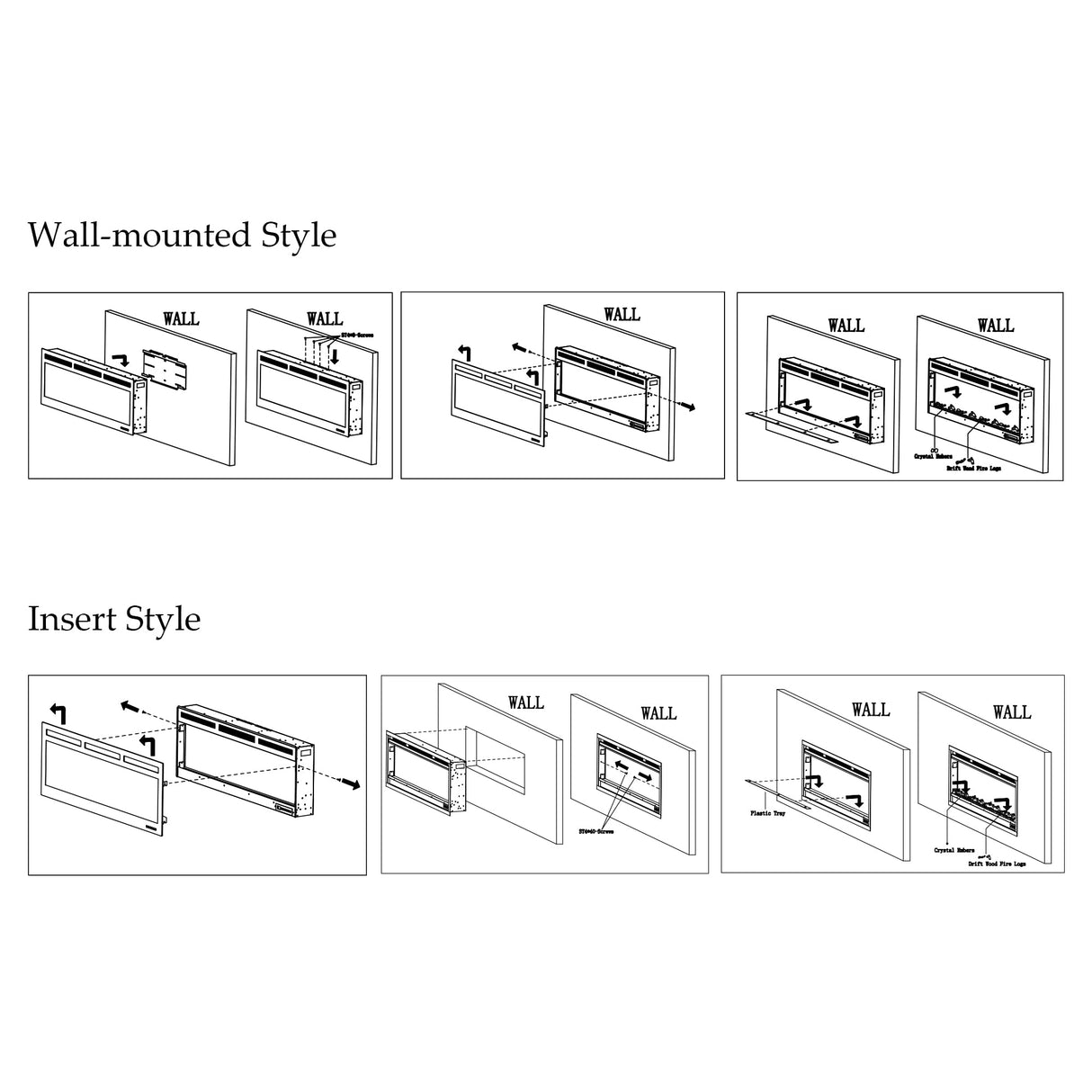 Dreamflame 72" WiFi-Enabled Electric Fireplace, Smart Control via Alexa or App, Recessed & Wall Mounted Fireplace Heater with Thermostat, Slim Frame, Multi-Color Combinations, Black Dreamflame