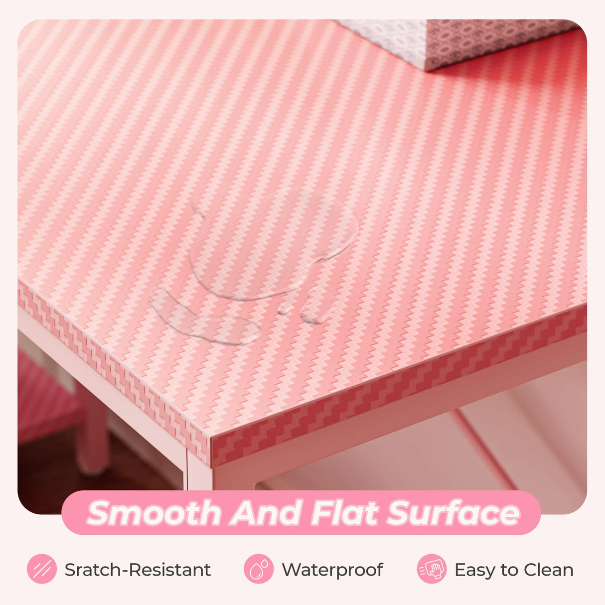 Huuger L Shaped Desk, 47 Inches Computer Desk with Reversible Storage Shelves, Gaming Desk, Corner Desk Home Office Desks, Writing Desk Study Desk with Metal Frame, Pink Huuger