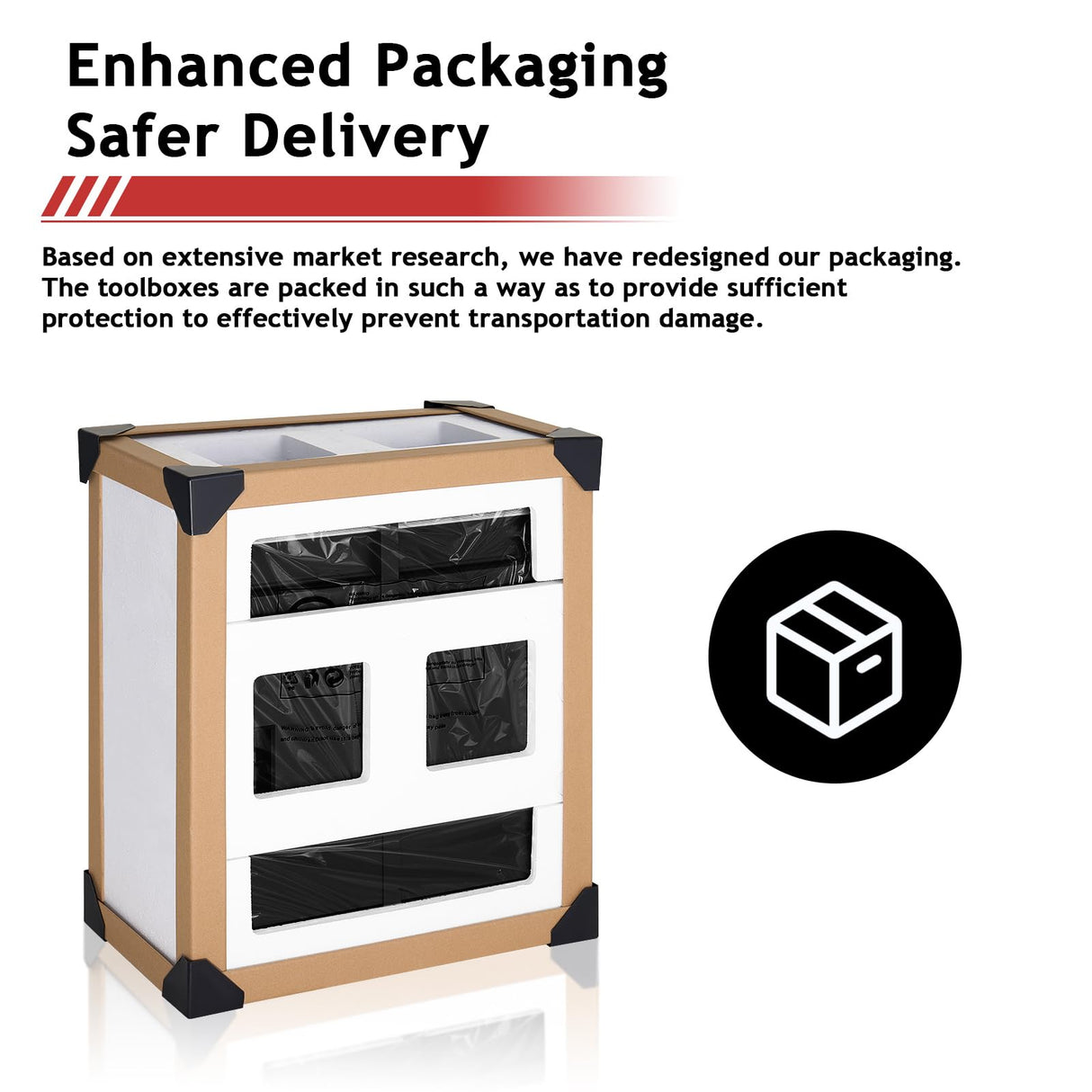 AirWire Tool Chest,5-Drawer Rolling tool Storage Cabinet with Enhanced Packaging, Detachable Top Tool Box, Metal Tool Cart for Garage Workshop,Black AirWire