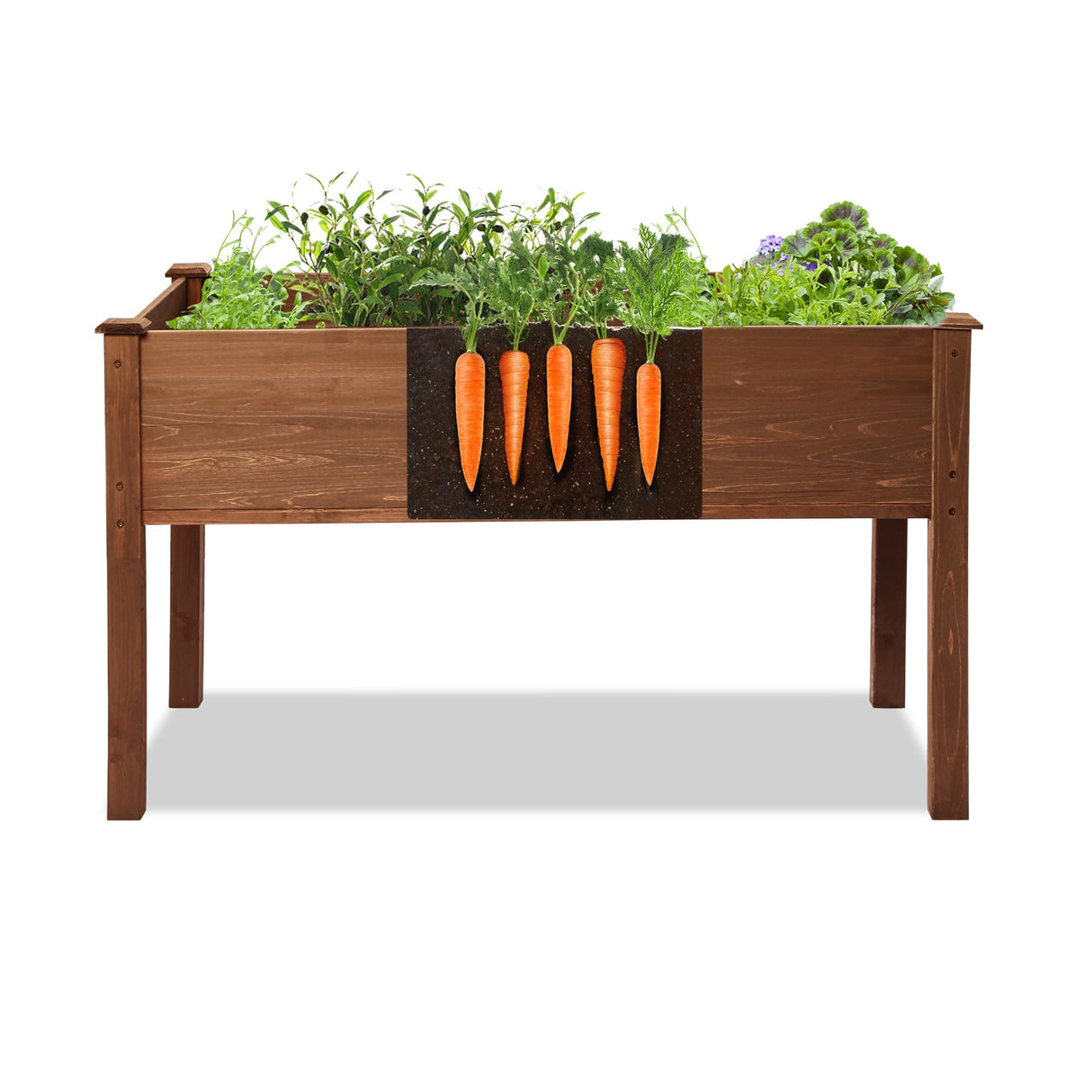 LZRS Raised Garden Bed Outdoor Planter Box with Legs for Herbs, Vegetables, Flowers, Great for Outdoor Patio, Yard and Deck, 220lb Capacity, Brown LZRS