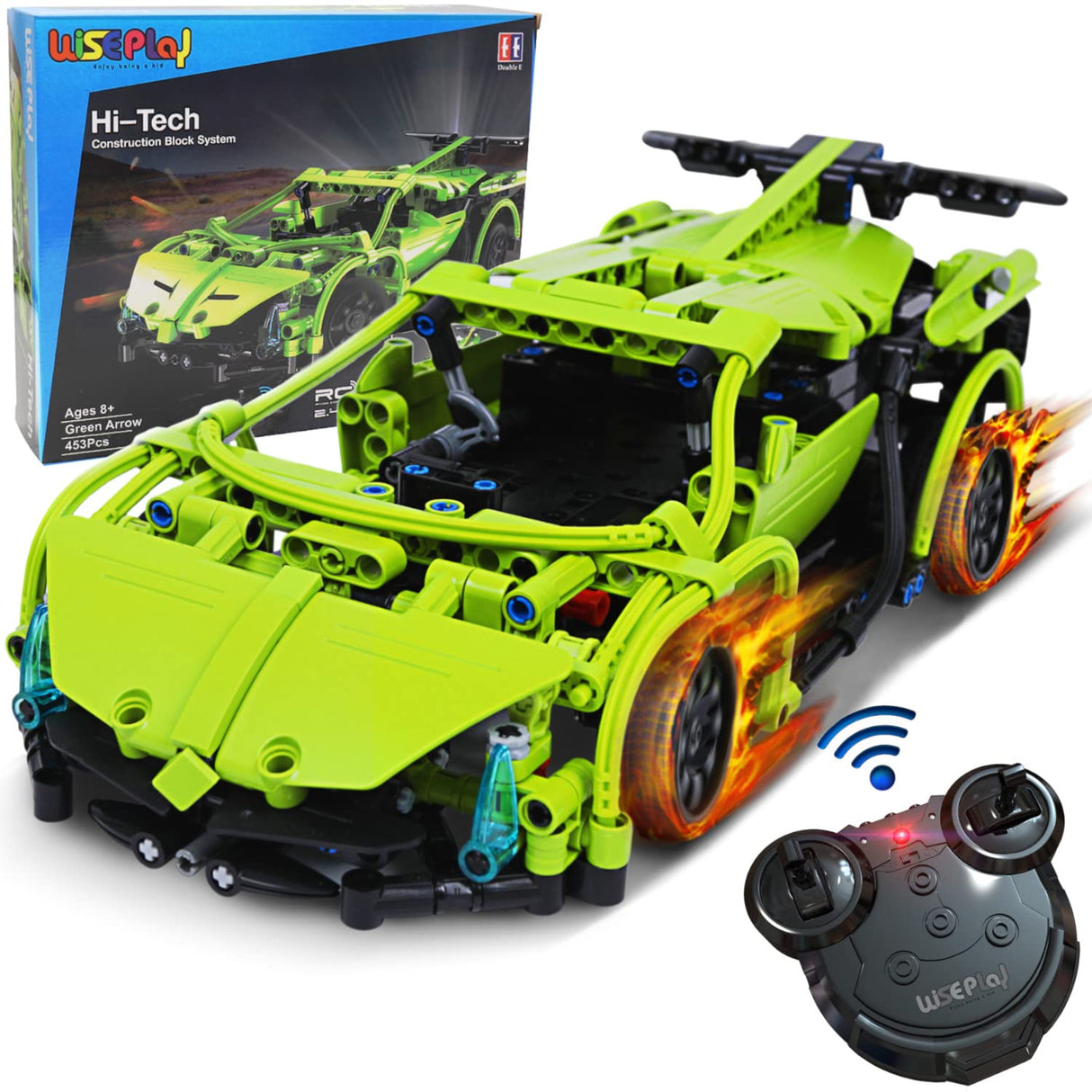WISEPLAY Remote Control Car Building Kit, 453PCS Stem Toy for Kids Age 8-10, Great RC Car for 10-Year-Old Boys & Girls, Excellent Gift Idea WISEPLAY