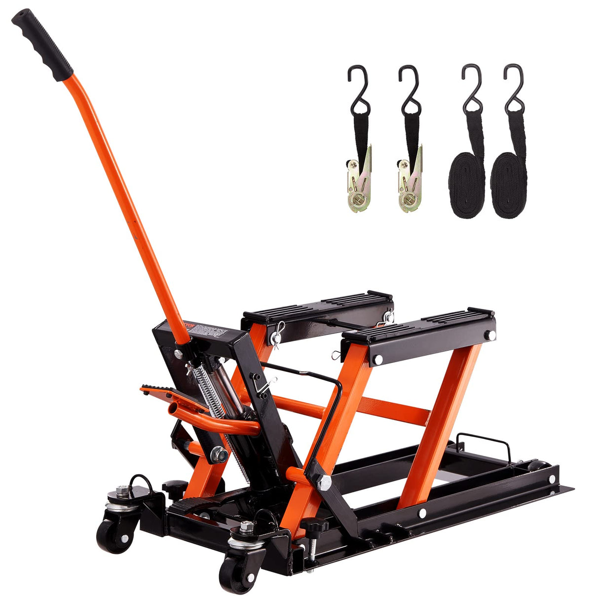 VEVOR Hydraulic Motorcycle Lift Jack, 1500 LBS Capacity ATV Scissor Lift Jack, Portable Motorcycle Lift Table with 4 Wheels, Hydraulic Foot-Operated Hoist Stand for Motorcycle ATV UTV Powersports VEVOR