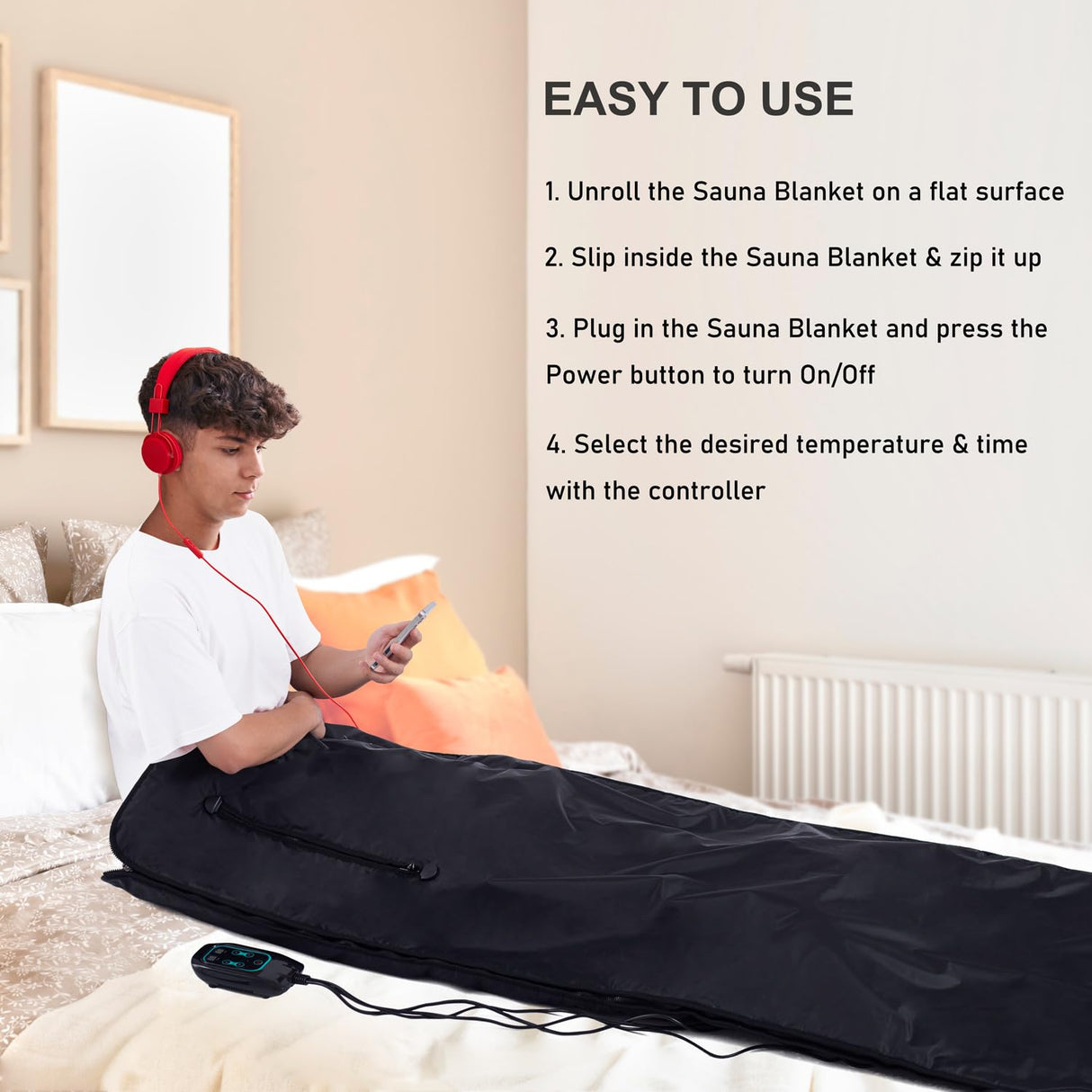 LTTECH Portable Infrared Sauna Blanket for Home Relaxation Far Infrared Sauna Blanket Infrared Blanket Sauna with 86–158 °F Temp Range LTTECH