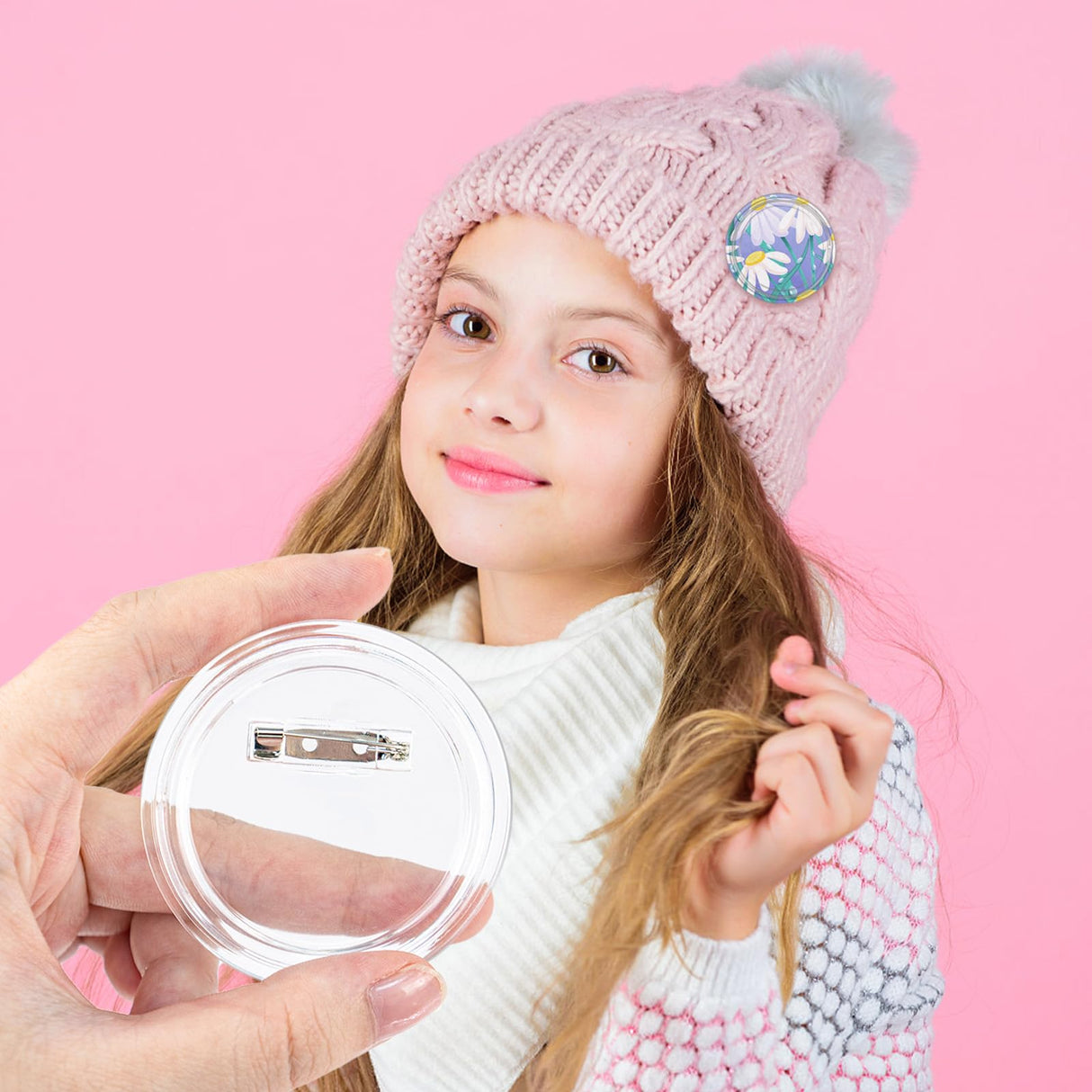 24 Pcs Acrylic Design Button Badge 2.3 Inch,Clear Design Craft Buttons Pins Making Kit Sublimation Buttons for DIY Craft Party Picture Make Your Own Buttons (Clear) NEETUE