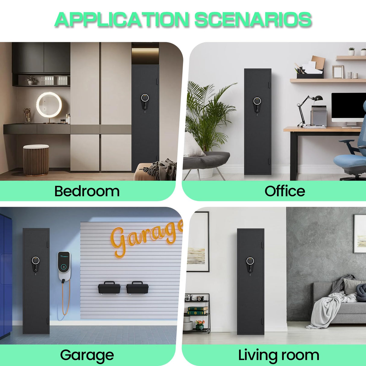 Omethey 3-5 Gun Safe for Rifles and Pistols, Quick Access Rifle Gun Safe with Silent Mode and Alarm System, Gun Cabinet with Removable Shelf and 2 Adjustable Gun Slots Omethey