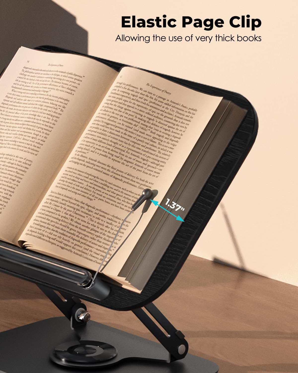 Viozon Book Stand for Reading,Book Holder, Height&Angle Adjustable, 360° Rotating Base, Foldable and Portable, Lightweight for Office, Kitchen, School Textbook, Recipe, Magazine,Kindle,Table B Viozon