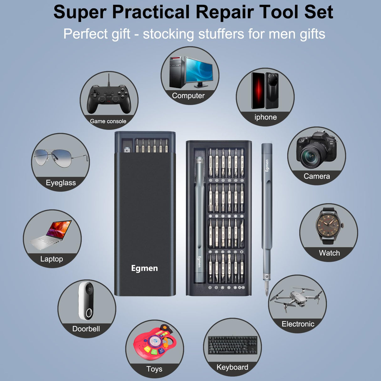 49 in 1 Precision Screwdriver Set, Egmen Small Screwdriver Set, Mini Magnetic Screw Driver Set with Case Repair Tool Kit for Doorbell, Glasses, Watch, Computer, PC, Jewelers, Laptop, PS5, Macbook, PS4 Egmen