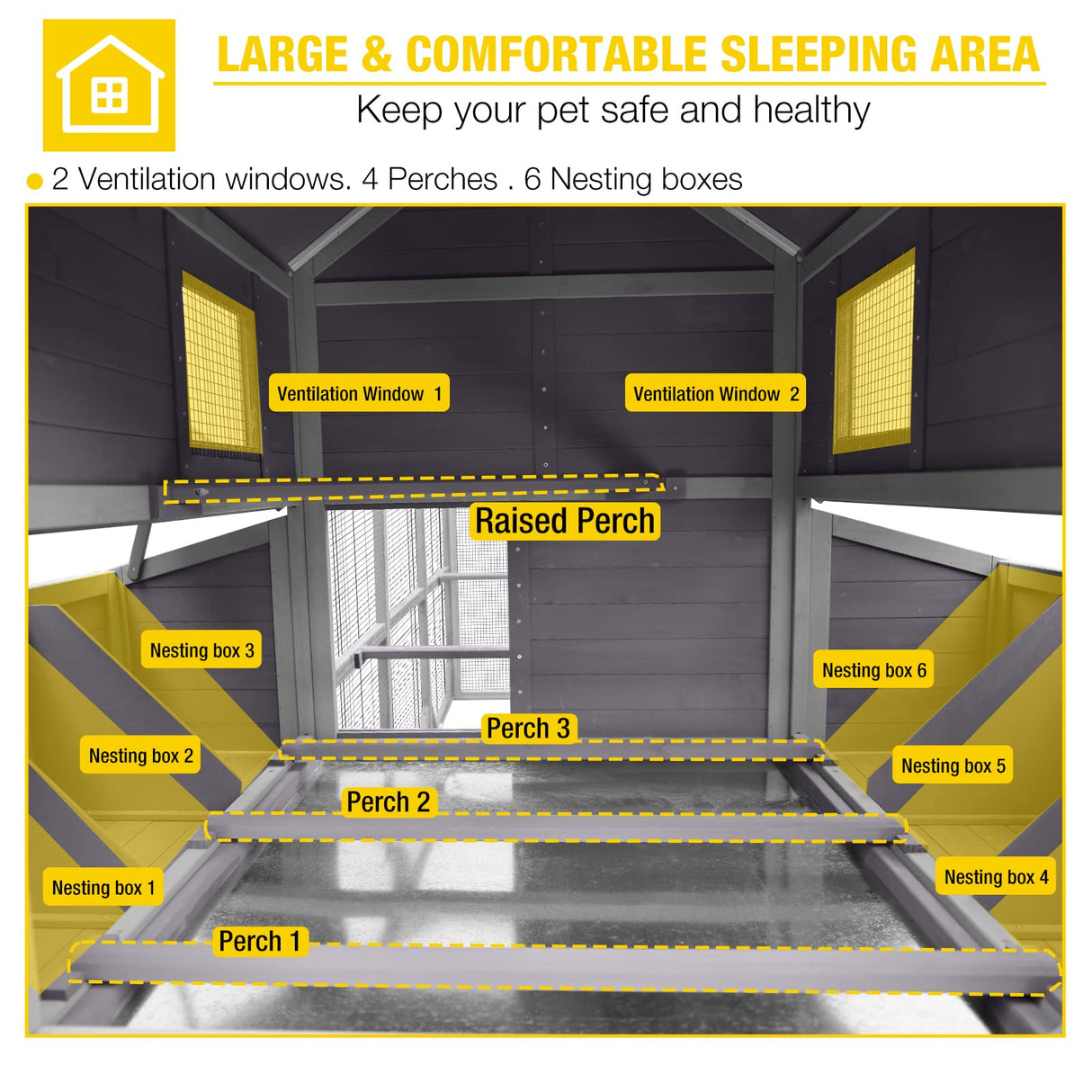 Aivituvin Large Chicken Coop 137" L Hen House Duck Cage for 10-15 Chickens 55ft² with Spacious Run, 6 Nesting Box, 6 Raised Perches Aivituvin