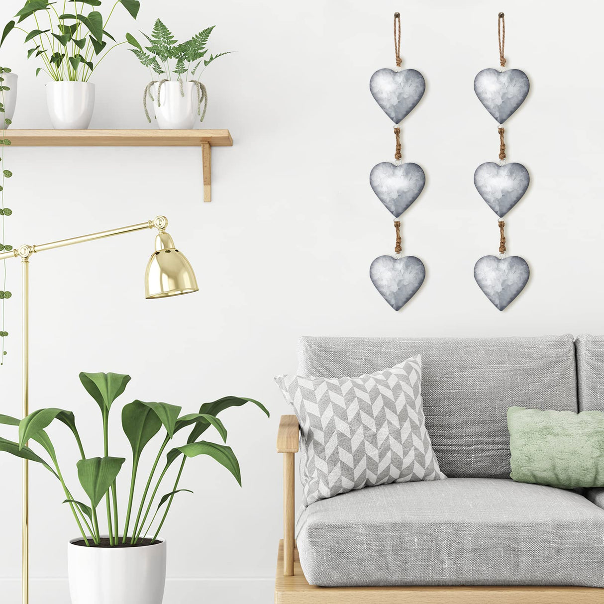 Moxweyeni 2 Pieces Metal Heart Wall Decor Galvanized Heart Hanging Sign Valentine Rustic Wall Hanging Art Crafts for Home Indoor Outdoor(Silver) Moxweyeni