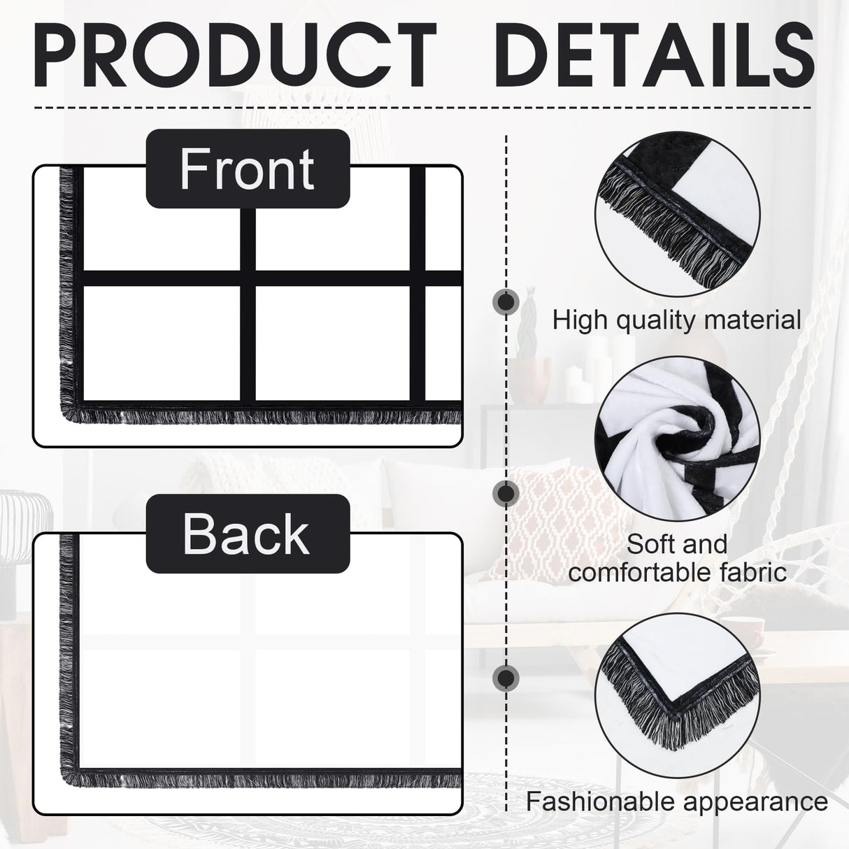 Kinlop 3 Pcs 40 x 60 Inch Sublimation Blanks Throw Blanket with Printable Sublimation Blankets for Heat Press with Tassel Fuzzy Picture Photo Blanket for DIY Sofa Couch Bed Home(9 Panel) Kinlop