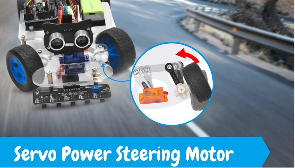 OSOYOO Robot Rc Smart Car DIY Kit to Build for Adults Teens with Servo Power Steering Motor, WiFi, Bluetooth, Code Programmable Compatible with Arduino OSOYOO