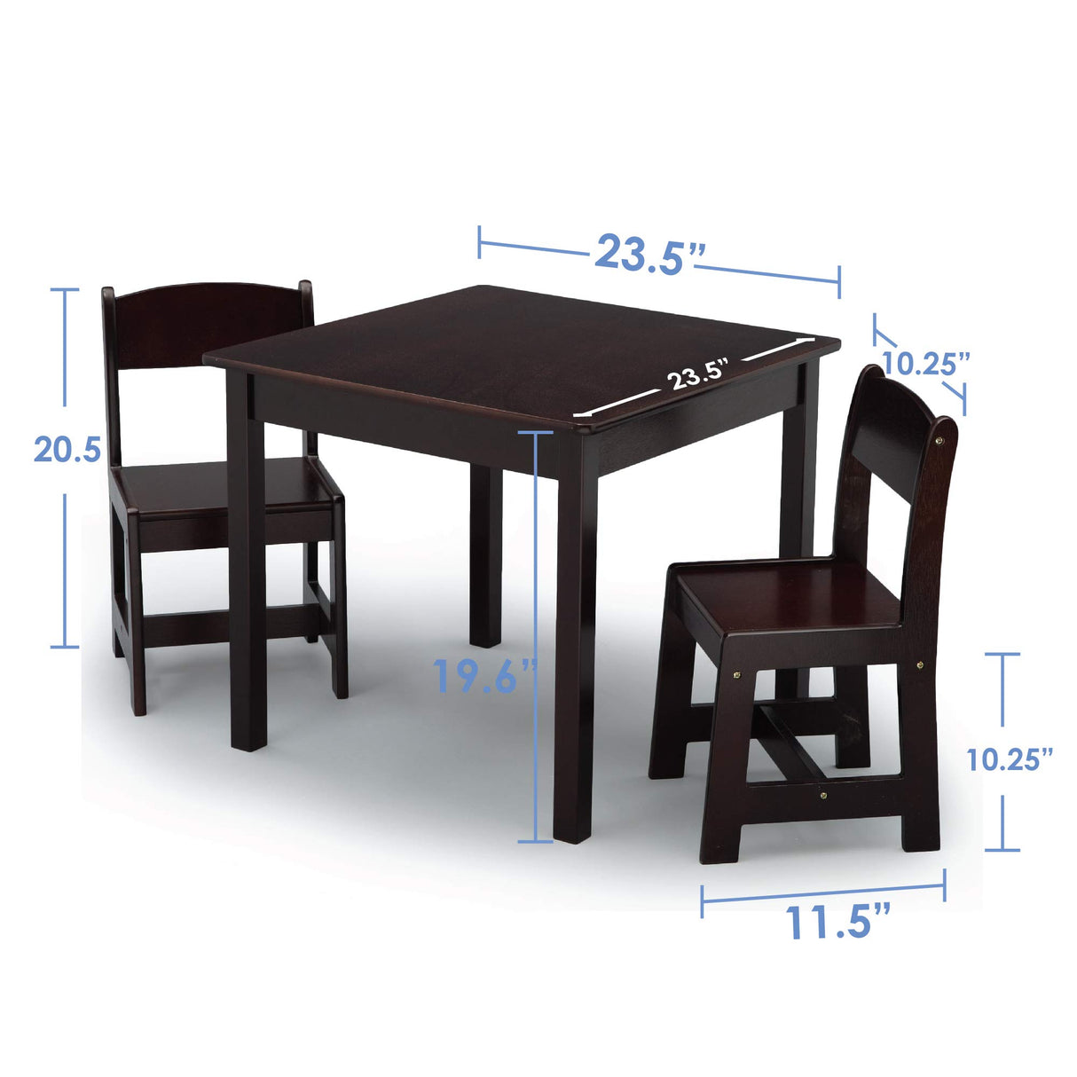 Delta Children MySize Kids Wood Table and Chair Set (2 Chairs Included) - Ideal for Arts & Crafts, Snack Time, Homework & More - Greenguard Gold Certified, Dark Chocolate, 3 Piece Set Delta Children