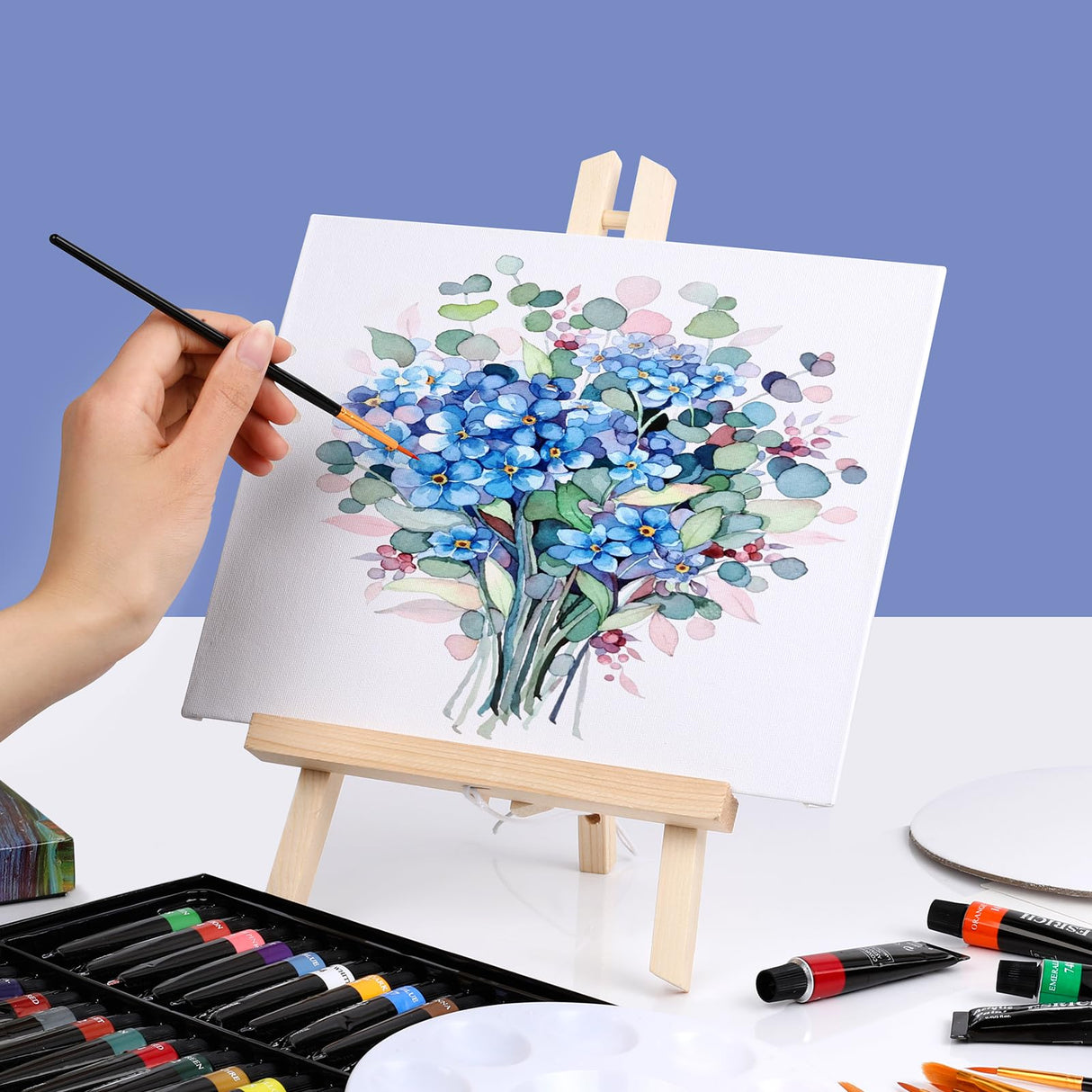 ESRICH 2 Pack 11.8" Wood Easels,Small Tabletop Display Stand,Easel Stand for Painting,Painting Party,Kids Student Tabletop Easels for Painting, Portable Canvas ESRICH