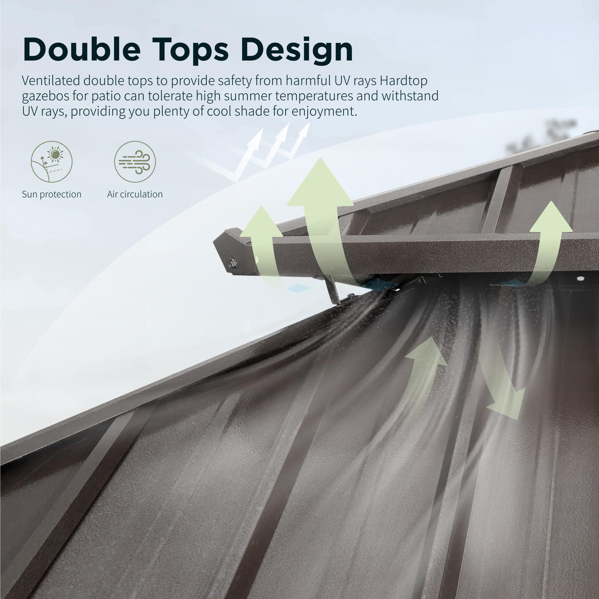 GREEN PARTY 12 X 14ft Hardtop Gazebo with Nettings and Curtains, Heavy Duty Double Roof Galvanized Steel, Outdoor Aluminum Gazebos Pergolas for Patios, Backyard, Deck, Garden, Lawns GREEN PARTY