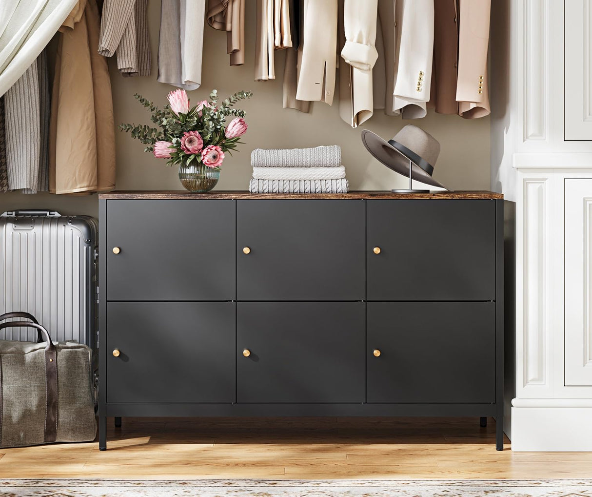 Letaya 6 Door Metal Storage Cabinet with Adjustable Shelf,Black Metal Locker Accent Storage Cabinet for Office,Music Studio,Entryway and Hallway Letaya