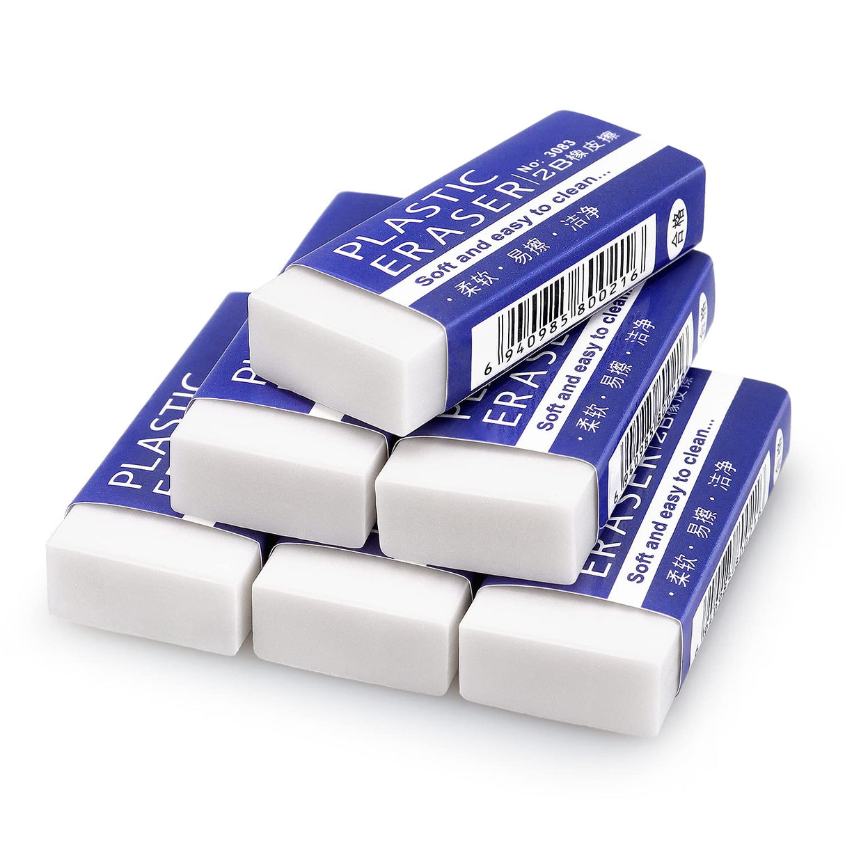 Tamaki 6 Pack Erasers, Large White Erasers for School Office, Art Eraser for Drawing Tamaki