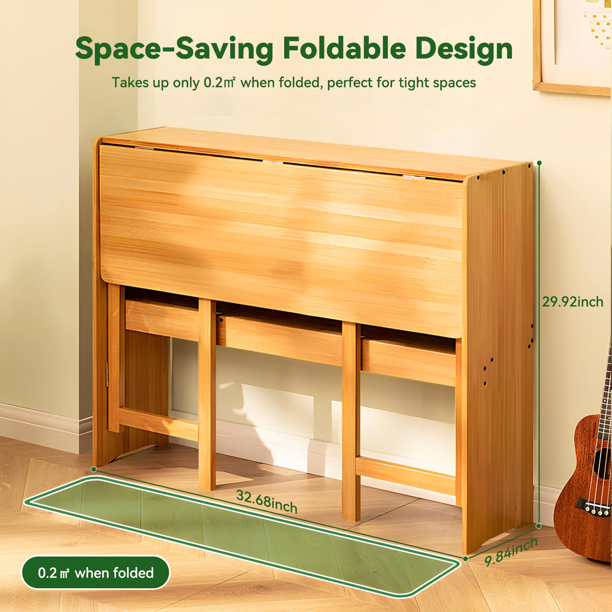 Bamboo Folding Desk Mid Century Modern Desk for Home Office Bedroom Small Spaces,Natural Dezyfurni