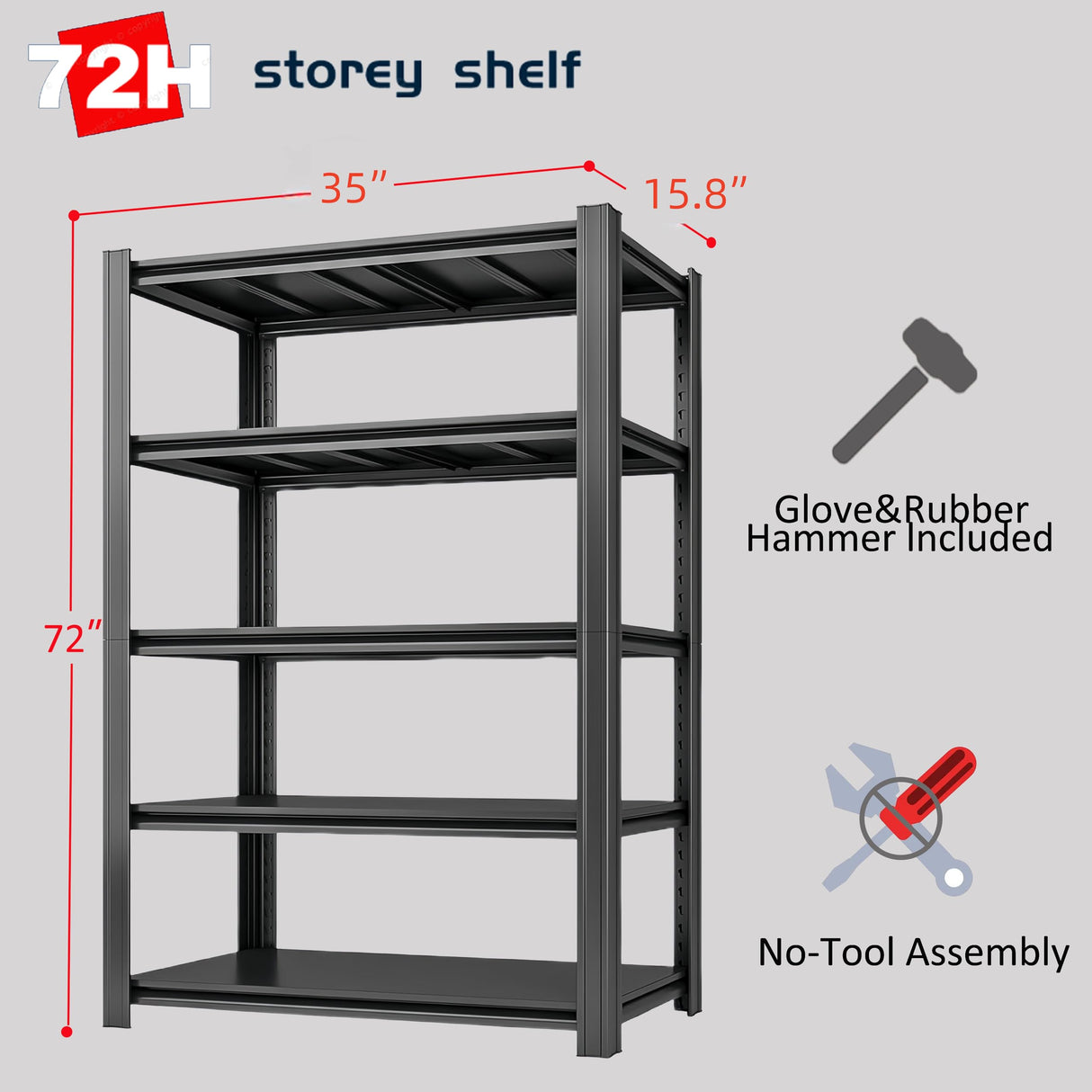 LI JIU HOME 6-Tier 55" W x 24" D x 84" H Garage Shelving 3500LBS Storage Shelves Heavy Duty Metal Shelf Unit Adjustable Basement Industrial Storage Racks (72 * 35 * 15.8) LI JIU HOME