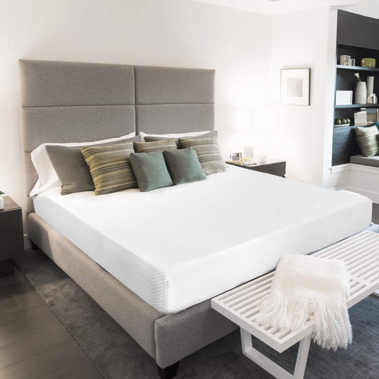 NChanmar 8 Inch Queen Gel Memory Foam Mattress Pressure Relieving, Cooling Gel Foam, CertiPUR-US Certified, Bed-in-a-Box, Pressure Relieving, White NChanmar