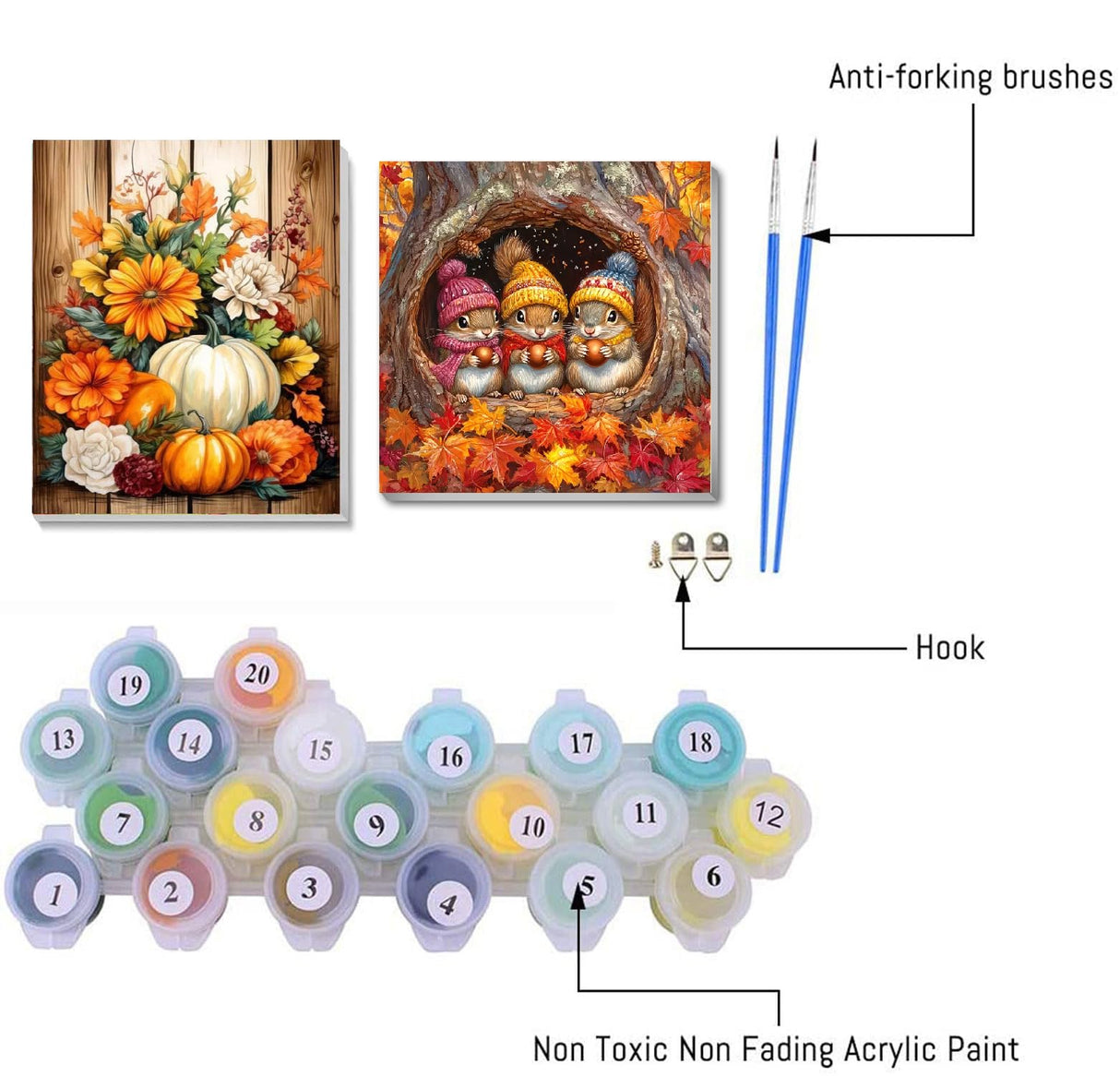 2 Pack Fall Paint by Numbers Kit for Adults Beginner with Framed,Pumpkin Easy Adult Paint by Number Kits on Canvas DIY Painting for Beginners Art by Numbers for Home Wall Decor 10x12 Inch NEGEKFKX