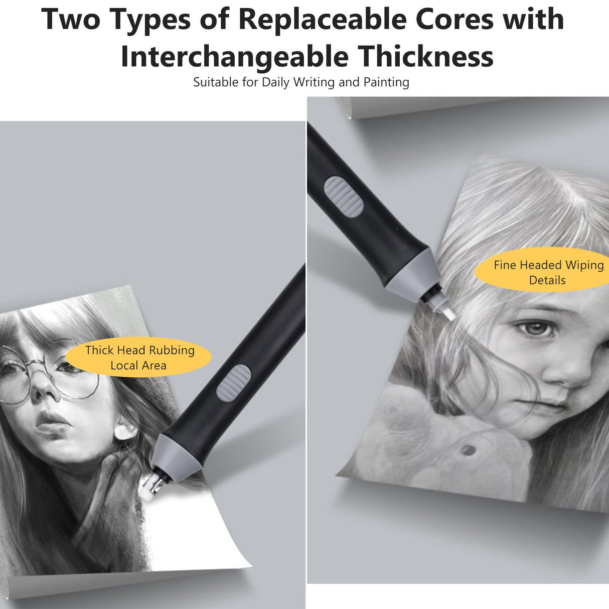 Electric Eraser Kit Automatic Pencil Eraser Battery Operated with 20 Eraser Refills Detailer Tool for Artists Sketching Pencils/Drafting Pencil/Graphite(Black) Walfront