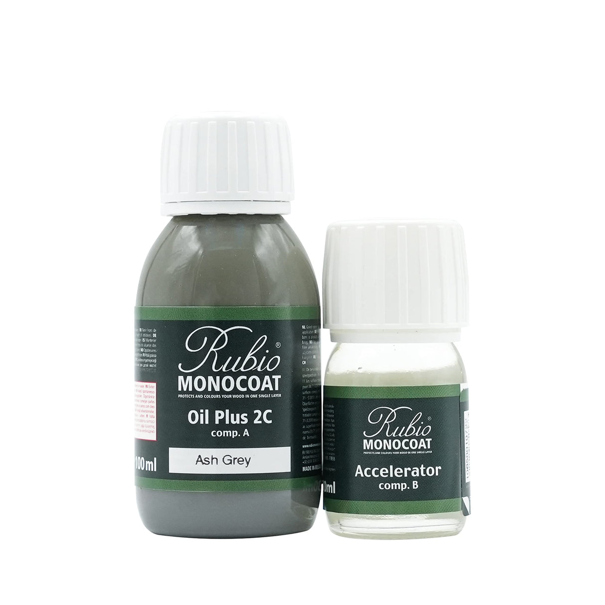 Rubio Monocoat Wood Stain & Finish 65 ft² - Ash Grey | Oil Plus 2C | Quick-Dry, Eco-Friendly Linseed Wood Oil for Indoor Use, Includes Accelerator (Part B) | Protector | 130 ml Rubio Monocoat