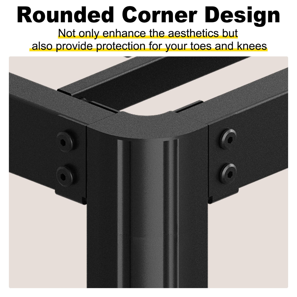 Yicensen 6 Inch Low Profile King Bed Frame with Rounded Corner Legs Heavy Duty Metal King Size Platform Bed Frame No Box Spring Needed, Easy Assembly, Noise Free, Black. Yicensen