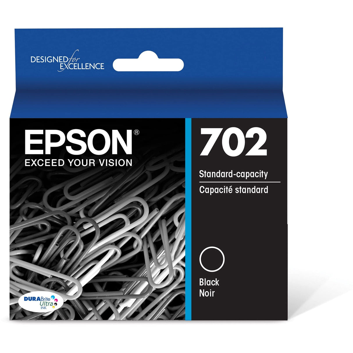 EPSON 702 DURABrite Ultra Ink Standard Capacity Black Cartridge (T702120-S) Works with WorkForce Pro WF-3720, WF-3730, WF-3733 Epson