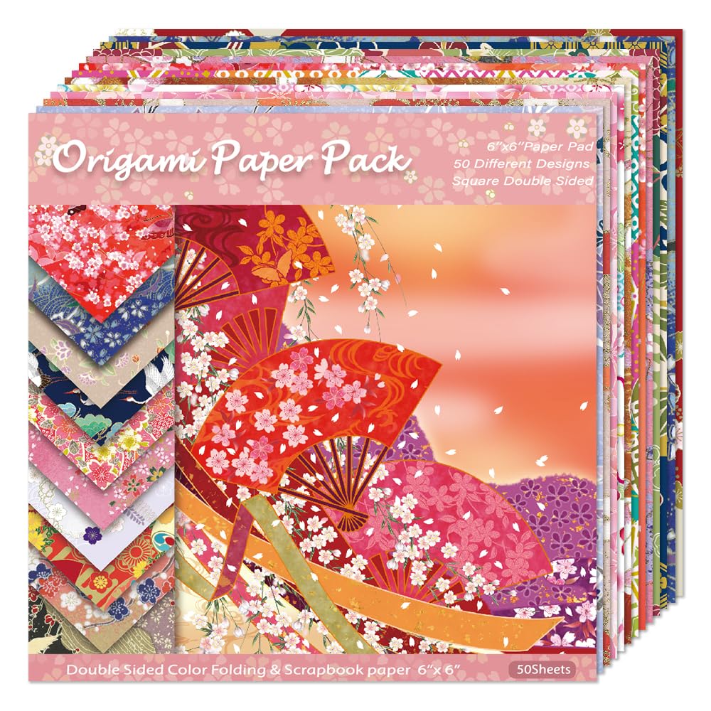 Origami Paper Kit Dobule Sided 100 Sheets 100 Colors 6 Inch Japanese Chiyo Square Easy Fold Arts Crafts DIY Handwork Origami Papers Beginner Sakuras Baroque Mifuner