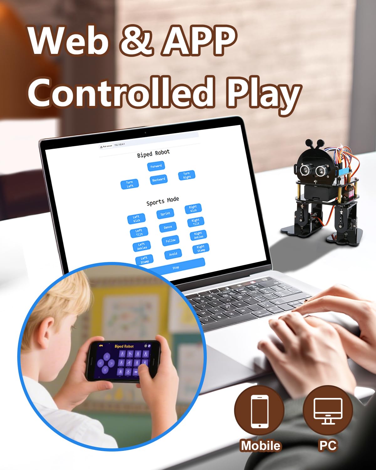 Biped Robot Kit STEM Toys Science Kit for Kids, Bionic Bipedal Robotics Programmable Coding Crafts Set for Arduino ESP32, Birthday Gift for Age 8-12 Boys Girls Teens ACEBOTT