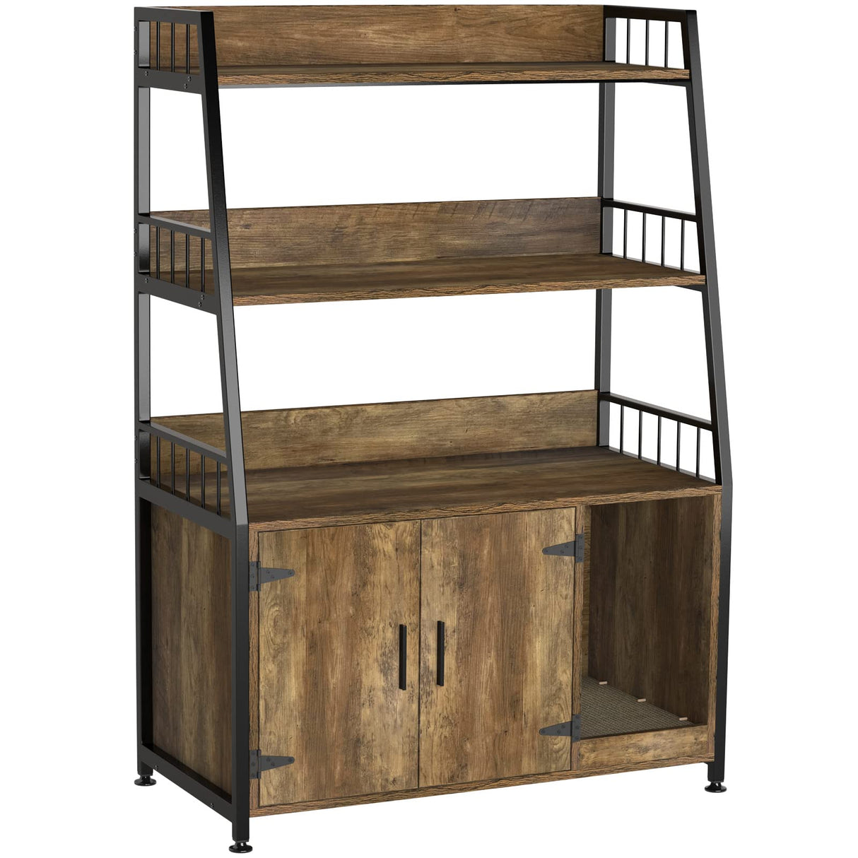 GDLF Large Hidden Cat Litter Box Enclosure Furniture with Shelf Wood Sturdy Cat Washroom Storage with Scratch, Light Brown GDLF