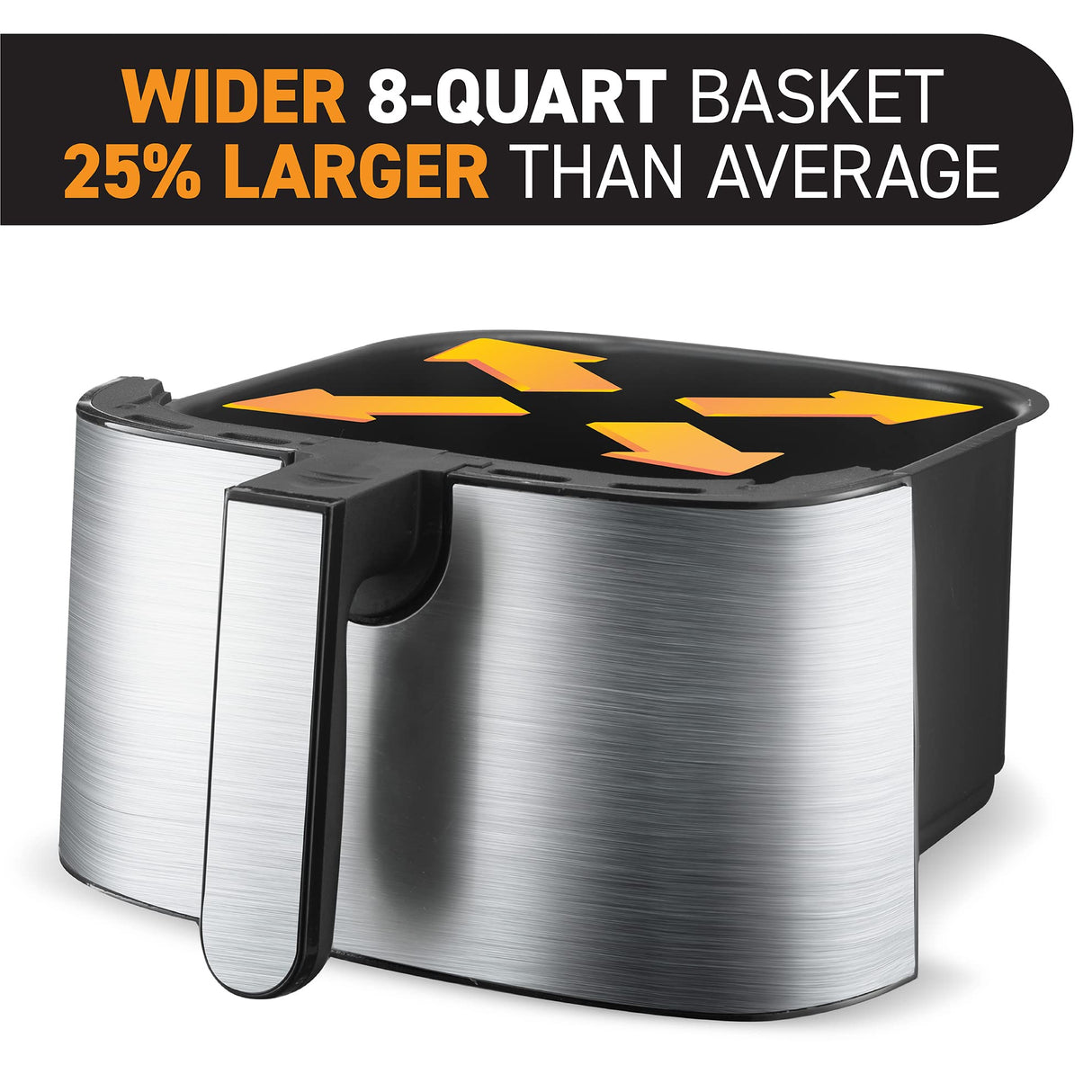 Gourmia Air Fryer Oven Digital Display 8 Quart Large AirFryer Cooker 12 Touch Cooking Presets, XL Air Fryer Basket 1700w Power Multifunction GAF838 Black and stainless steel air fryer Gourmia