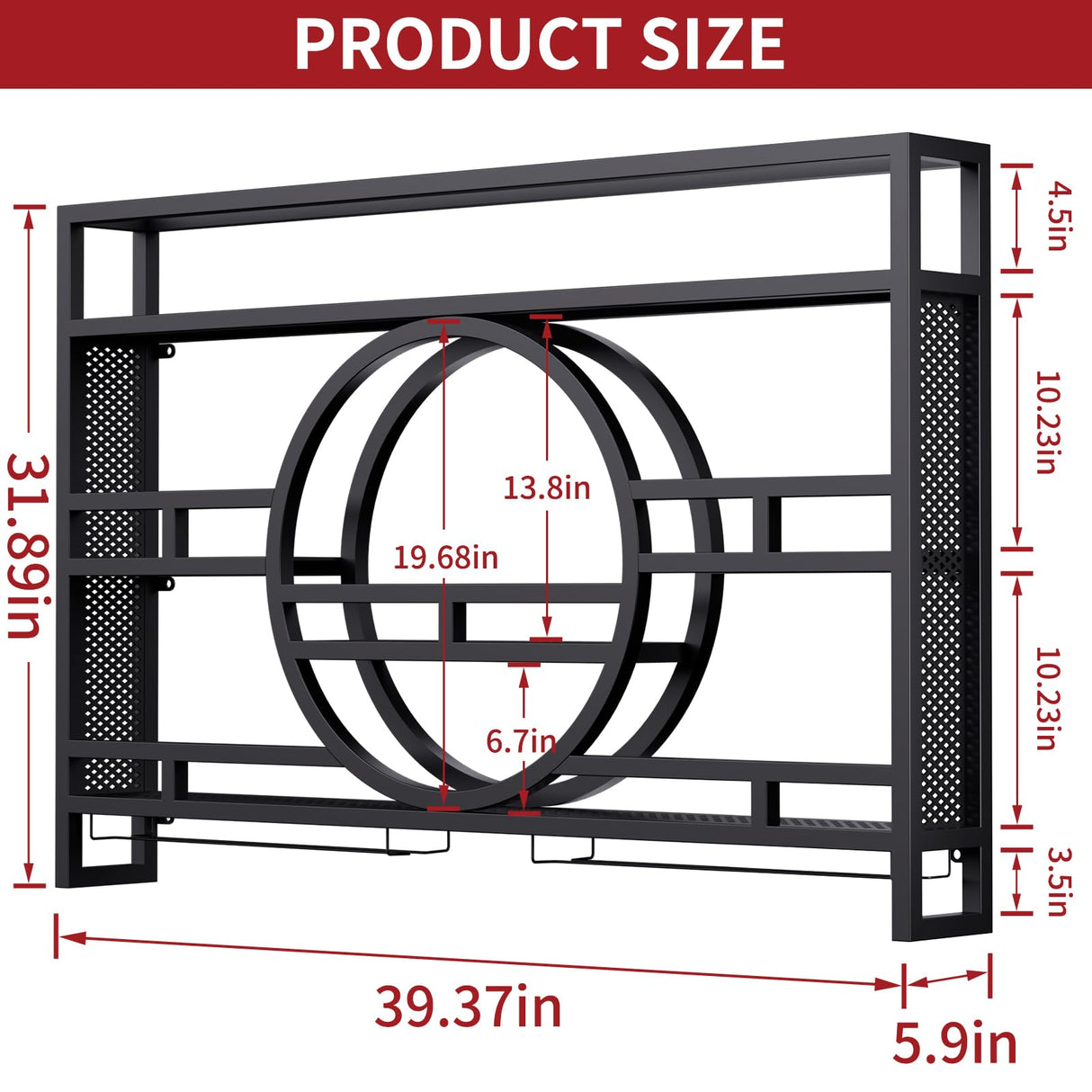 3-Tiers 39in Wine Rack Wall Mounted, Floating Bar Shelves with Wine Glass Holder Hanging Industrial Liquor Shelf, Wall-Mounted Wine Racks Cabinets for Home Bar No Assembly Required Boshen