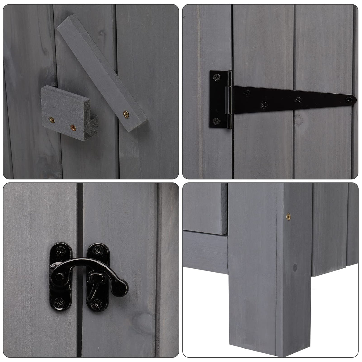 VINGLI Outdoor Wooden Storage Shed, Garden Shed Outside Tool Cabinet with Safety Latch, Patio Storage Organizer (Dark Grey) VINGLI