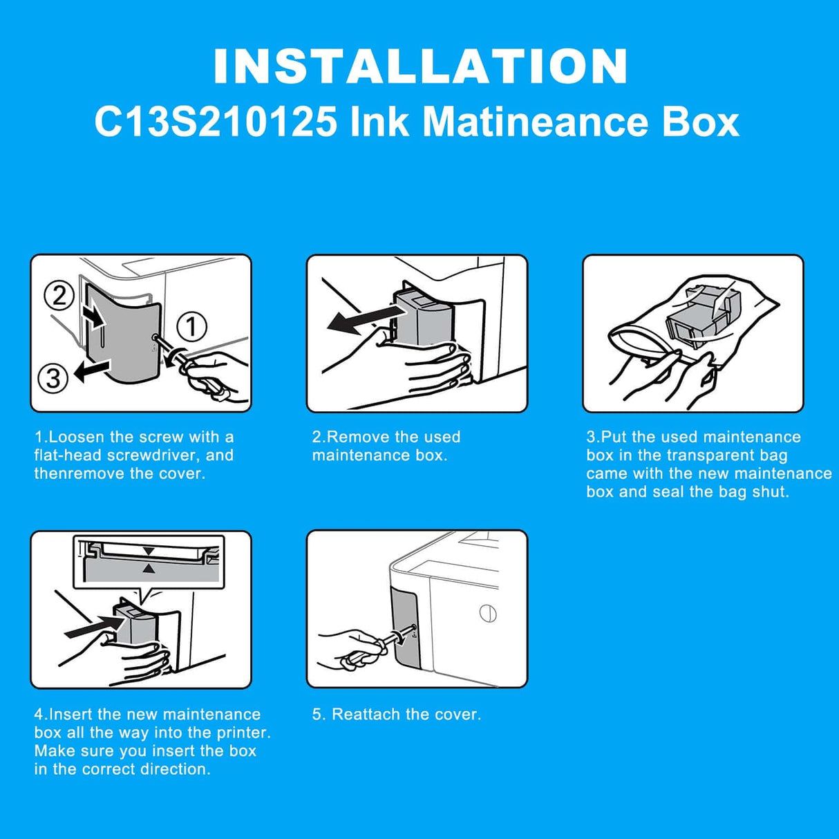 C13S210125 Ink Maintenance Box (S210125/SC23MB), Waste Ink Tank Replacement Compatible for EPSON Surecolor SC-F170 F100 F150 Dye Sub Printers - 2 Packs Poschink