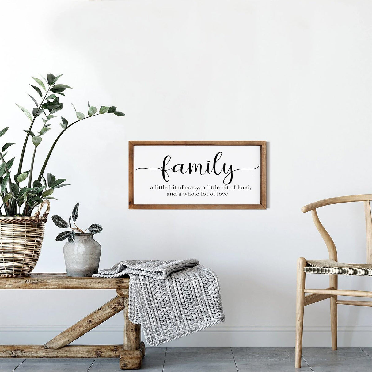 MODE HOME Family Sign for Home Decor, Farmhouse Family Wall Decor with Wood Frame for Wall, Kitchen, Living Room, Bathroom, Bedroom MODE HOME