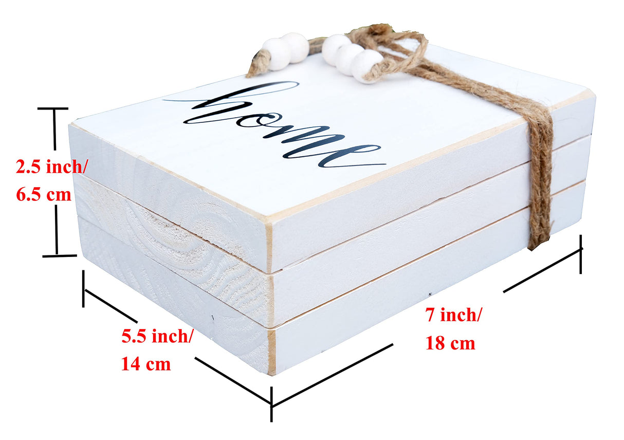 LIVDUCOT Wooden Farmhouse Decor Book Stack | Faux Book Stacks | Set of 3 Stacked Books for Coffee Tables Book Shelf Decor | Grateful Thankful Blessed Home Sign 7'x 5.5'x 2.5' LIVDUCOT