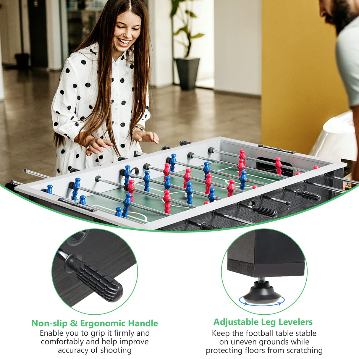 GYMAX 48” Foosball Table, Arcades Soccer Game Table for Multiplayer with 2 Balls, Score Keepers Wooden Competition Sized Foosball Table for Adults and Kids (Black) GYMAX