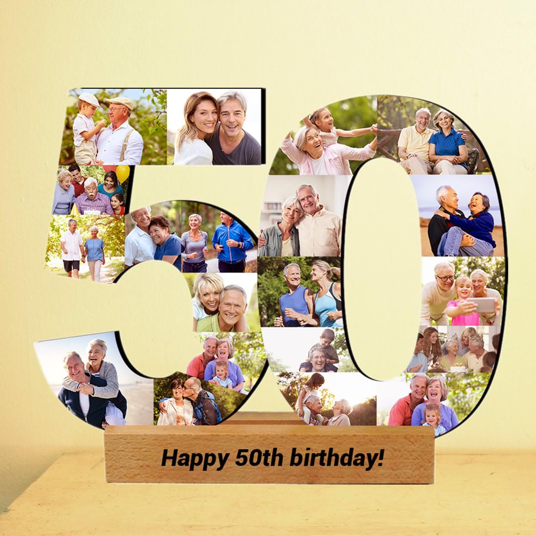 Personalized 50th 60th 70th 80th Numbered Photo Collage Gift,Custom Any Number, Personalized 50th Birthday Photo Collage Gift, 50th Birthday Party CDON