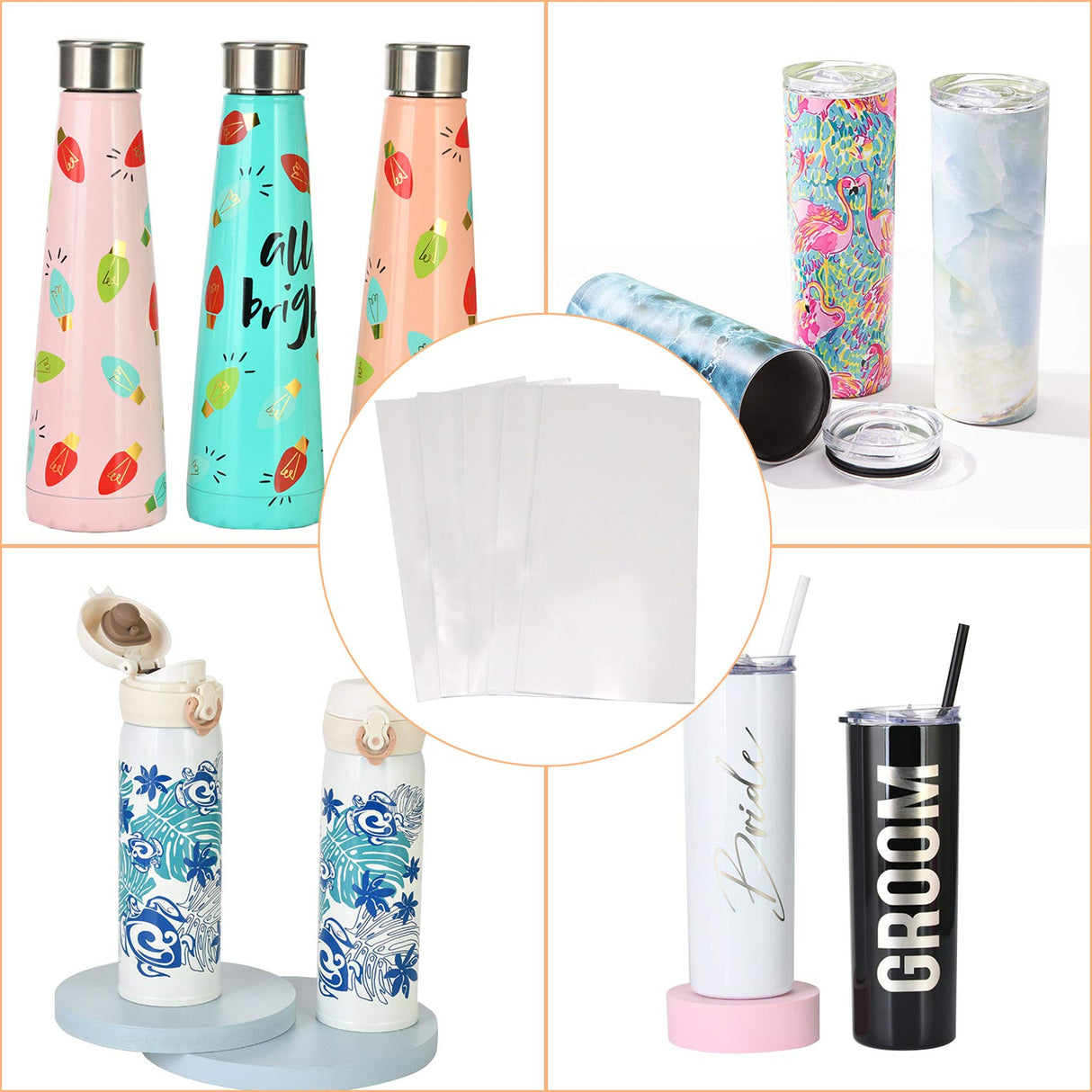 5x10 Inch Sublimation Shrink Wrap Sleeves, White Sublimation Shrink Wrap for Tumblers, Mugs, Cups and More, 60 Pcs Sublimation Shrink Film rebucas