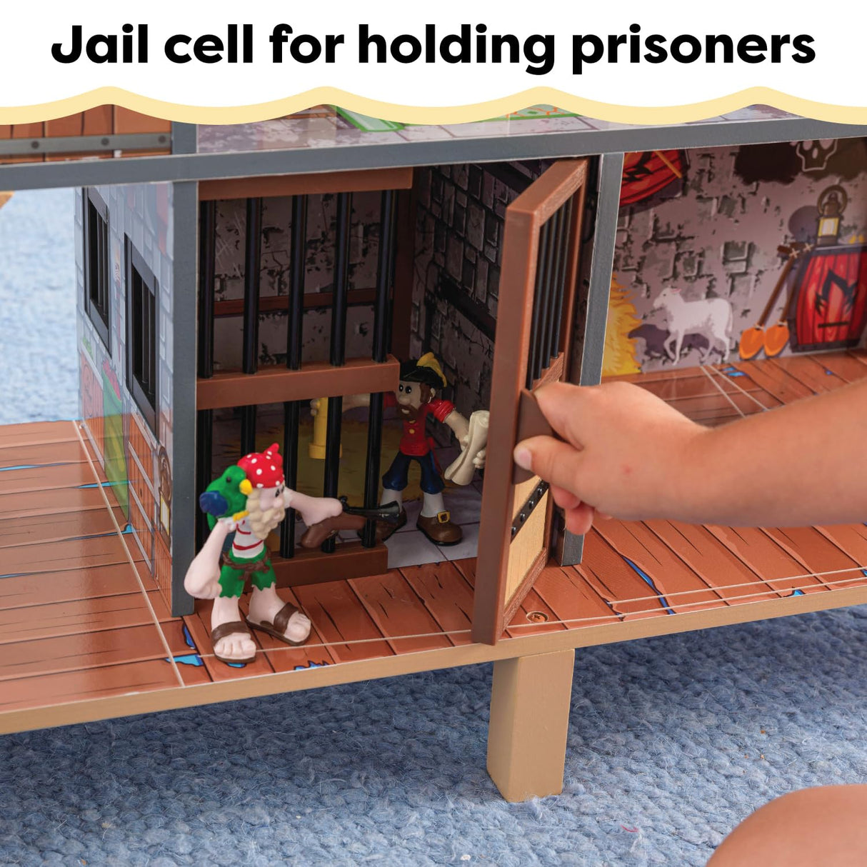 KidKraft Pirate's Cove Wooden Ship Play Set with Lights and Sounds, Pirates and 17-Piece Accessories, Gift for Ages 3+ KidKraft